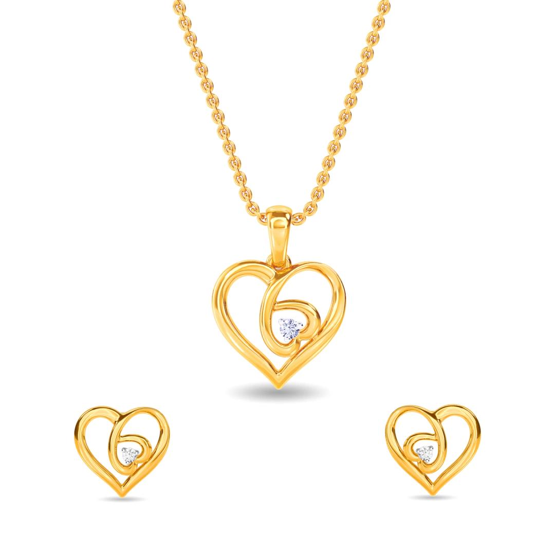 Diamond Heart Shape Heart Necklace And Earrings Buy Heart Shaped Diamond Pendant OPS16067-D400R0C Online At